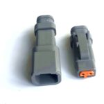 Deutsch DTM E007 2 pin plug and receptacle, grey