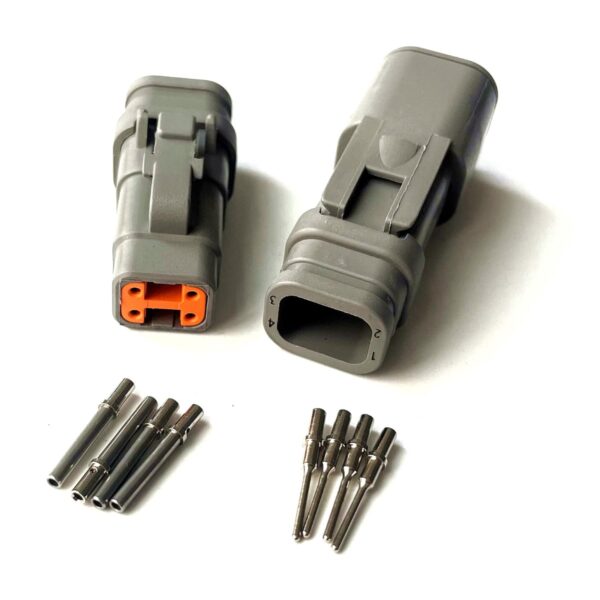 Deutsch DTM E007 4 pin connector kit with plug, receptacle and solid pins