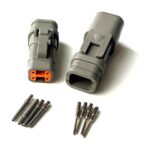 Deutsch DTM E007 4 pin connector kit, grey, with plug, receptacle and solid pins